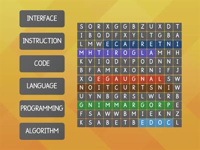 complete the wordsearch to find the keywords 