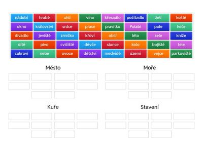 Střední rod - třídění slov