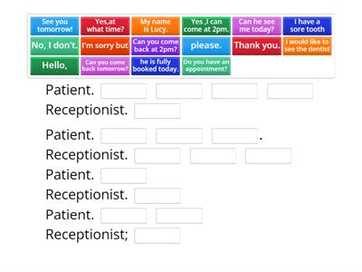 Making an appointment with the dentist. 