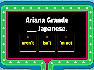 verb to be affirmative/negative