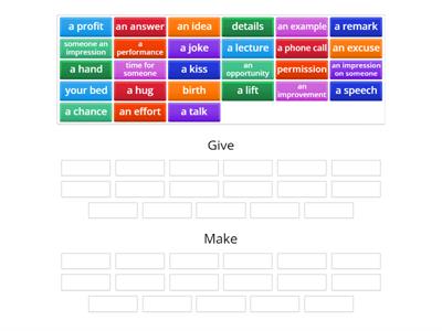 Collocations with give and make