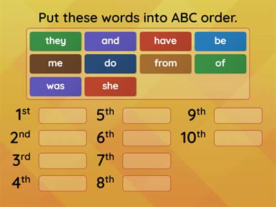 ABC Order-High Frequency words