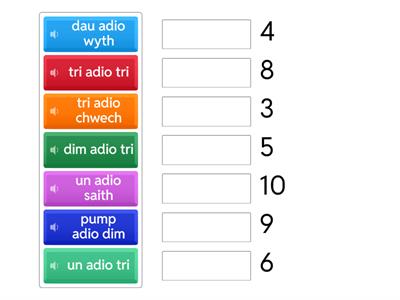 Welsh Addition up to 10 match up / Paru adio hyd at 10 yn Gymraeg