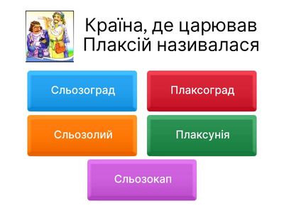 Як добре ти знаєш казку В.Симоненка "Цар Плаксій та Лоскотон?