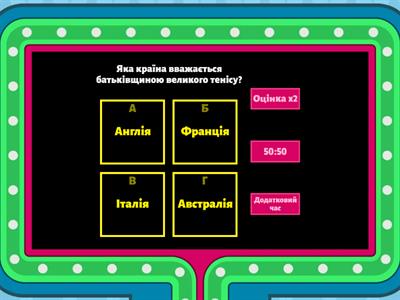 Вікторина "Великий теніс"
