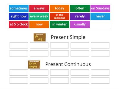 Present Simple vs Present Continuous adverbs of time