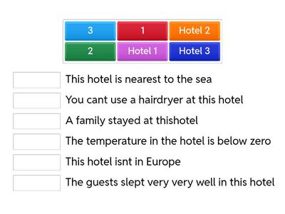 Match the sentences with the hotels they discribe