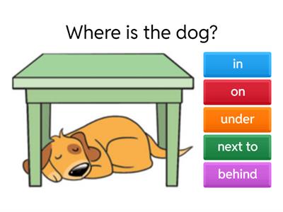 Prepositions of place - in on under next to behind between in front of