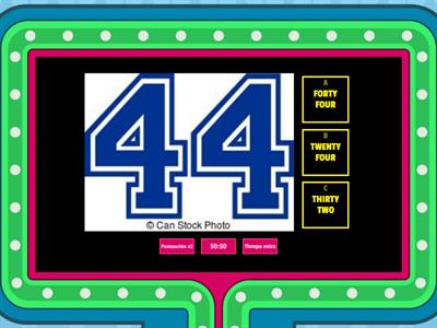 Numbers from 10 to 60