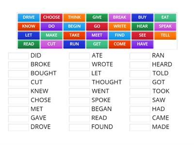 PAST SIMPLE - IRREGULAR VERBS - F2