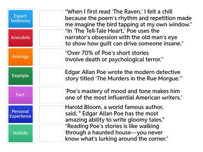 Match the Supporting Details! 