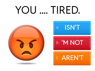 CHOOSE THE CORRECT NEGATIVE FORM ON THE 'TO BE' VERB.