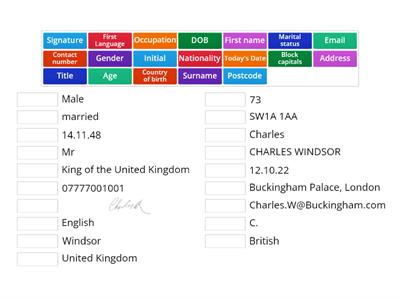 King Charles - Fill in the form