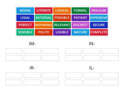 Wordformation: negative prefixes il-im-ir-in