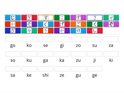 Hiragana & Dakuon k, g, s, z sounds