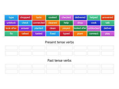 Present tense and past tense verbs