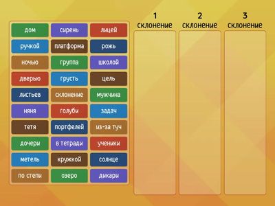 Склонение существительных - тренажер 4 кл