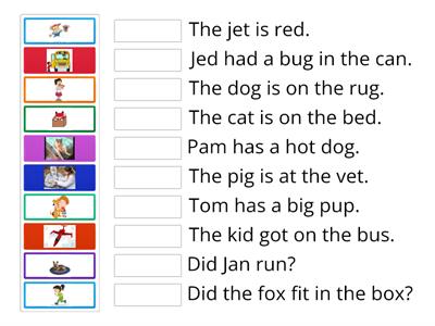 CVC Read Sentence and Match to Picture