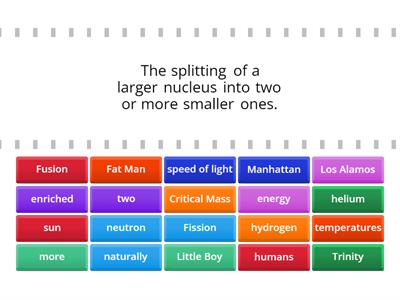 3-1 Find the Match:  Fission & Fusion