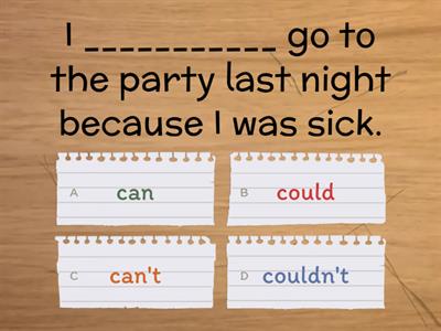 Can, can't, could, couldn't