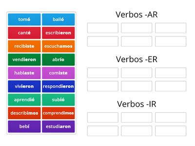 Verbos regulares -AR -ER -IR (pretérito indefinido)