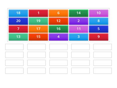 Number line to 20 ordering