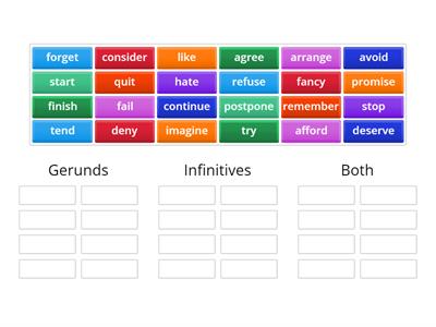 Gerunds & Infinitives Sort