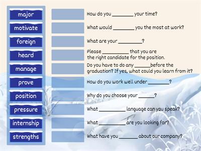 VOCABULARY RELATED TO INTERVIEW QUESTIONS