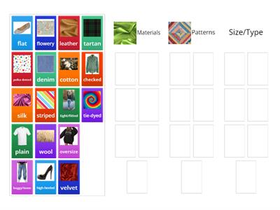 Vocabulary Materials and patterns