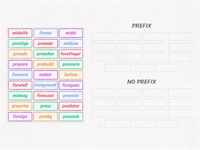 Prefix / No Prefix. (fore, mid, pre)