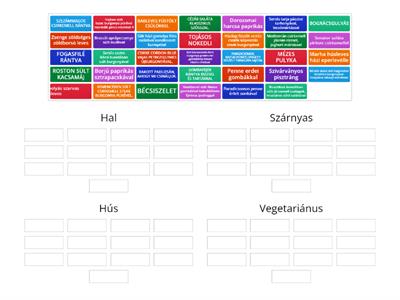 Ételek - hal, szárnyas, hús, vegetariánus?