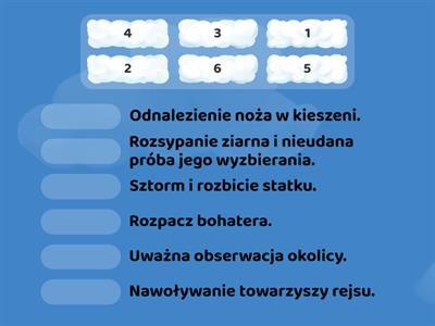 Ułóż zdania tak, aby powstał plan wydarzeń opisanych we fragmencie "Przypadków Robinsona Kruzoe"