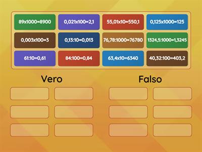 Operazioni per 10, 100 e 1000 - V/F categorie (12 items)