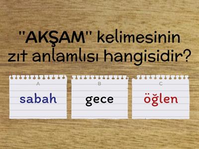 zıt  anlam test