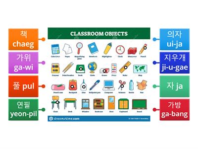 Classroom objects in Korean