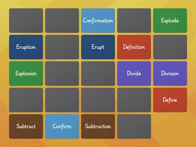 Suffix:  -tion, -sion, -ion