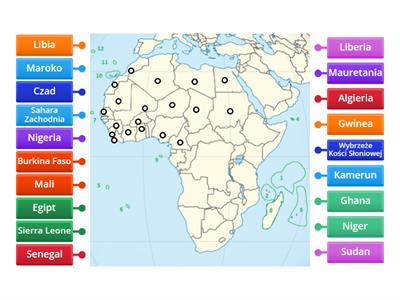 Afryka mapa konturowa poszczególnych krajów cz.1