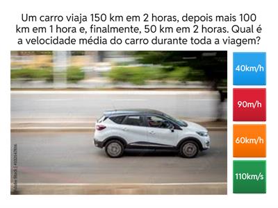 Questionário MRU e Velocidade Média.