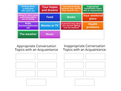 Appropriate vs. Inappropriate Conversation Topics