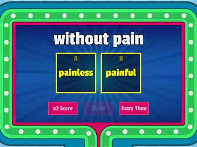 Words ending in the suffix -less meaning without