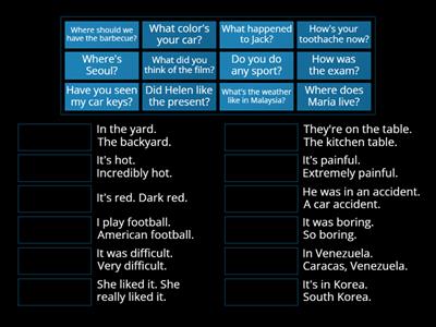 Intonation practice (match the question to the answer) 