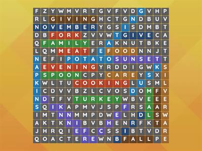 Thanksgiving Word Search