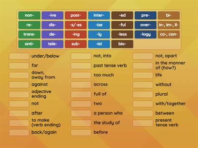 Prefixes and Suffixes