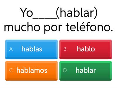 Present Tense - Regular AR Verb Endings/Conjugations