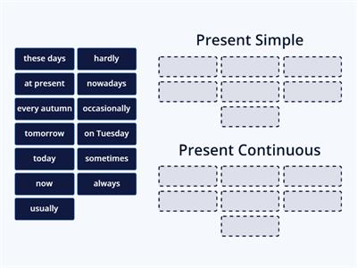 Present Simple vs. Present Continuous. Markers