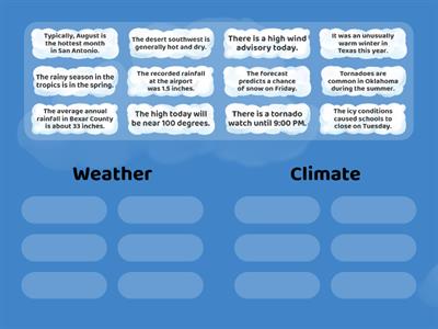 Weather or Climate Group Sort (5th Grade Science)