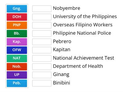 Mga Salitang Daglat Ika-3 Baitang