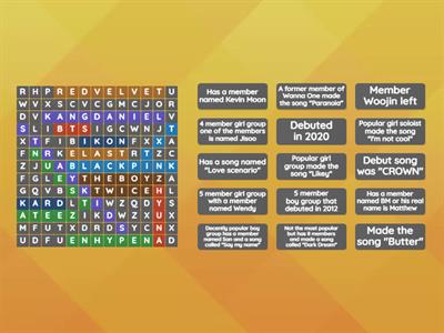 Kpop wordsearch