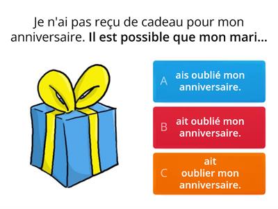 Le subjonctif passé - Module 14.  Lisez la situation et faites le bon choix au subjonctif passé.