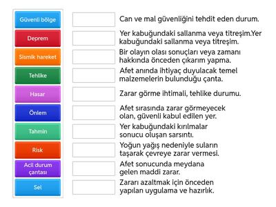   S.B.5.2.Evimiz dünya öğrenme alanına göre kelime-anlam eşleştirmesi.